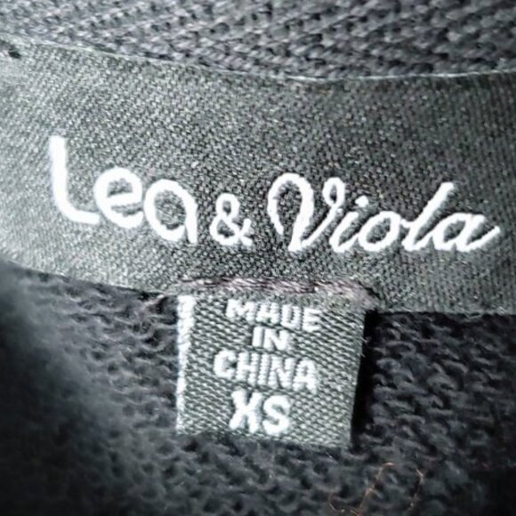 Lea & Viola Sequin Sleeve Terry Sweater Top Women's Flashy Sparkling Spellout XS - Picture 9 of 9